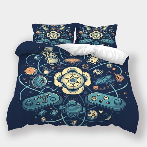 Home Bedclothes Game Handle Printed Comforter Cover Pillowcase Children Fashion Bedding Set,Twin (68"x86")