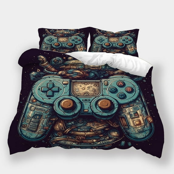 Home Bedclothes Game Handle Printed Comforter Cover Pillowcase Children Fashion Bedding Set,Twin (68"x86")