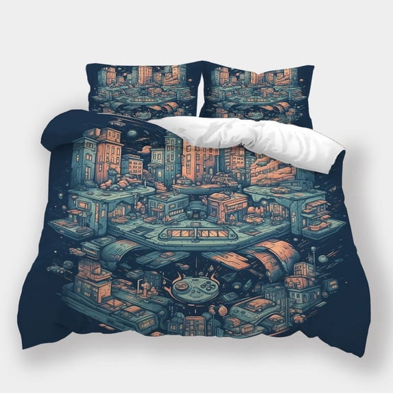 Home Bedclothes Game Handle Printed Comforter Cover Set Children Gamer Cool Bedroom Decor,King (90"x104")
