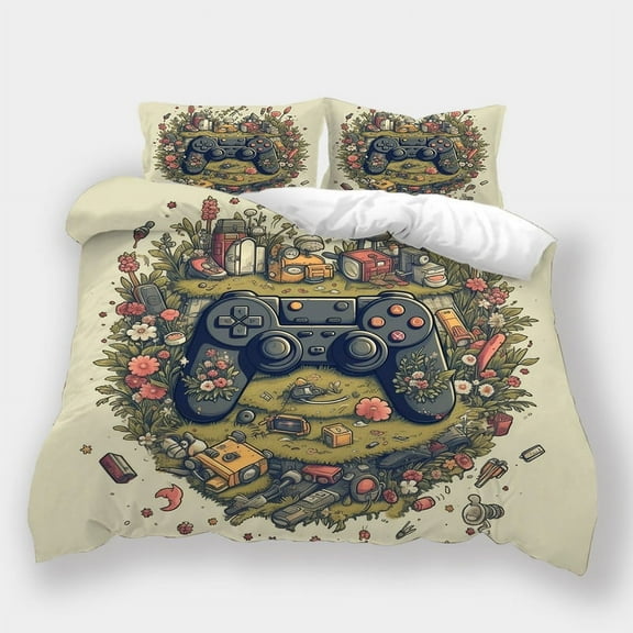 Home Bedclothes Game Handle Printed Comforter Cover Set Children Gamer Cool Bedroom Decor,Twin (68"x86")