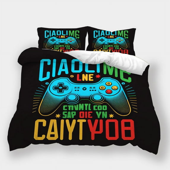 Home Bedclothes Game Handle Printed Duvet Cover Set Teen Adult Fashion Bedding Cover Suit,Queen (90"x90")