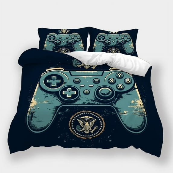 Home Bedclothes Game Pad Printed Bedspreads Teen Adult High Quality Duvet Cover Set,Queen (90"x90")