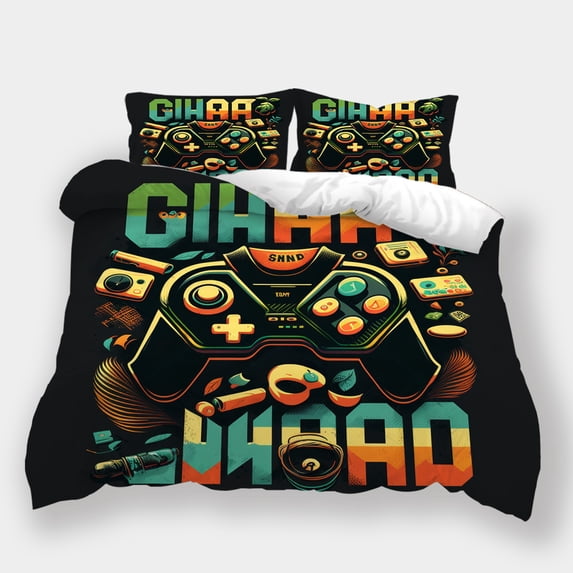 Home Bedclothes Game Theme Bedding Set Boys Girls Cool Duvet Cover Pillowcase Bedspreads,Queen (90"x90")