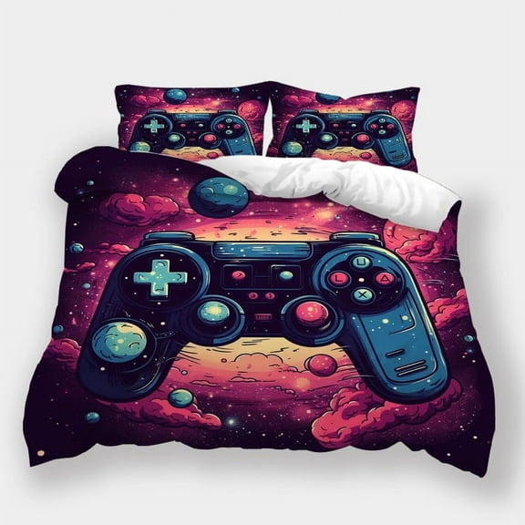 Home Bedclothes Game Theme Bedding Suit 2/3pcs Duvet Cover Pillowcase Bedroom Decor,Twin (68"x86")