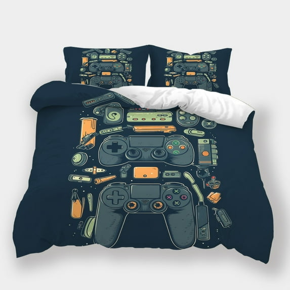 Home Bedclothes Gamepad Printed Bedspreads Boys Girls Highend Duvet Cover Pillowcase,King (90"x104")