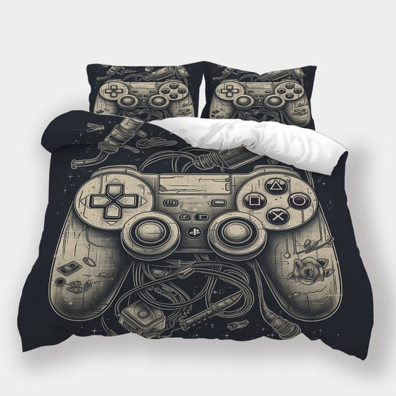 Home Bedclothes Gamepad Printed Comforter Cover Quilt Cover Set Children Soft Bedspreads,Queen (90"x90")