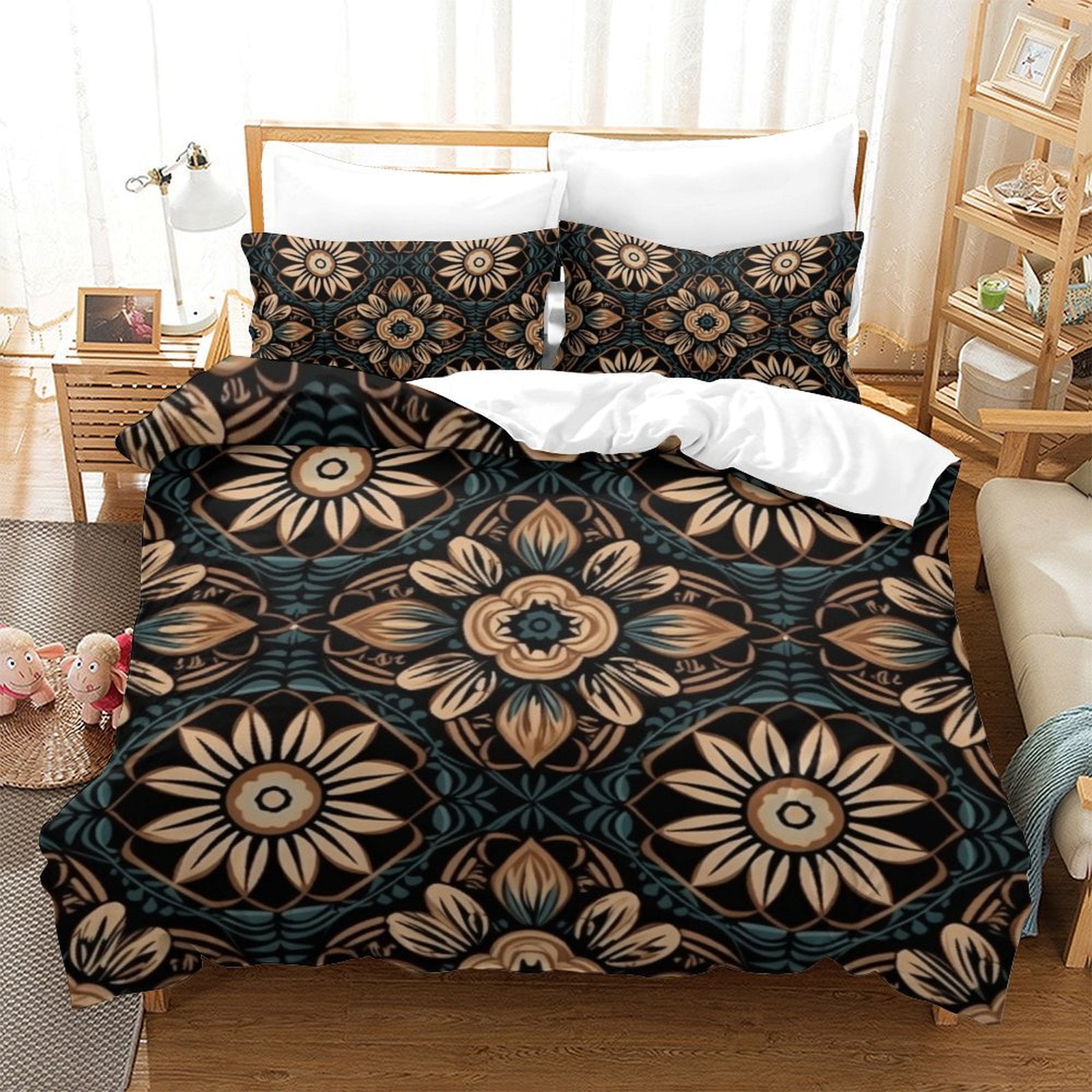 Home Bedclothes Pink Bohemian Style Duvet Cover Set with Pillowcase ...