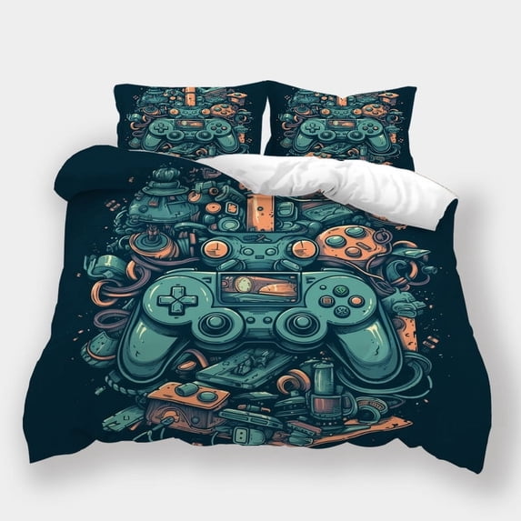 Home Bedclothes Teen Adult Duvet Cover Set Game City Printed Comforter Cover Pillowcase,Queen (90"x90")