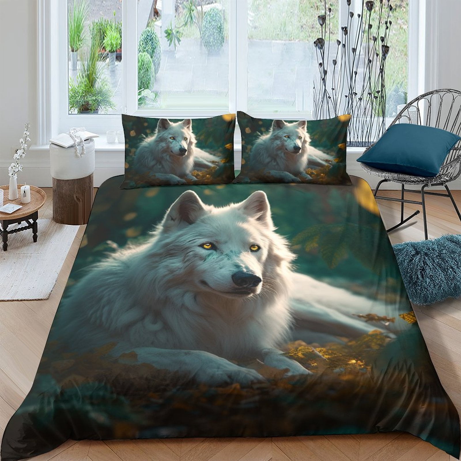 Wolf Pattern Print Duvet Cover Bedding Set main image 1
