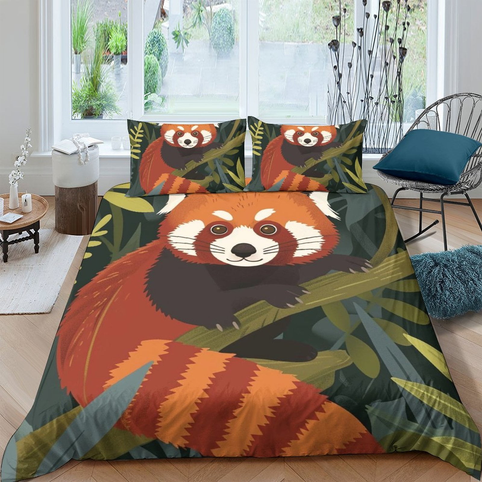 Home Bedding Set Lesser Panda Printed Comforter Cover Set Kids Adult