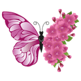 thumbnail image 1 of Home Bedroom 21" x 28" Floral Pink Butterfly Vinyl Adhesive Decoration Butterfly Half Flower Wing Girly Art Design Removable Living Room Multicolored Wall Decal Sticker, 1 of 1