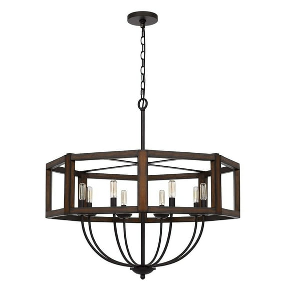 Home Bedroom 60W X 8 Renton Hexagon Rubber Wood, Metal Chandelier