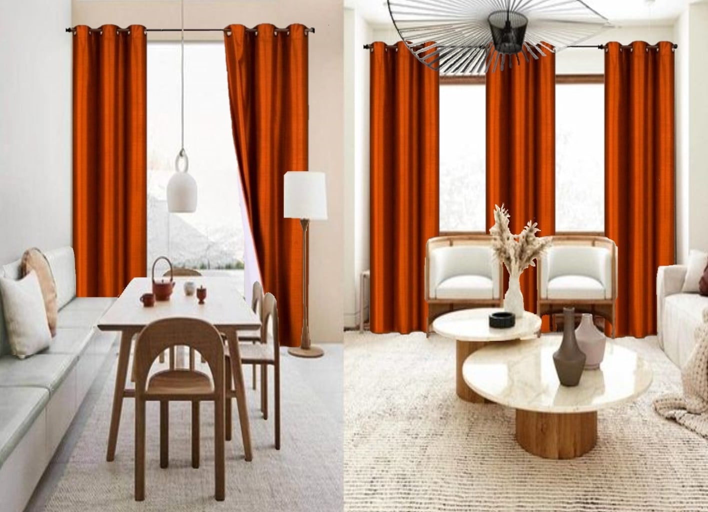 Home Bedroom Décor Set of 2 Panels K68 Brick Color 100% Blackout Full Room Darkening Thermal Window Curtain Grommets Top 37 inch wide X 84 inch length