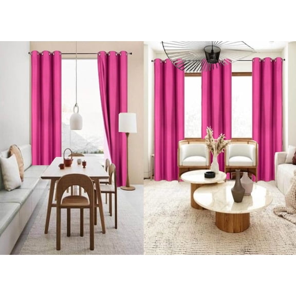Home Bedroom Décor Set of 2 Panels K86 Hot Pink Color 100% Blackout Full Room Darkening Thermal Window Curtain Grommets Top 37 inch wide X 84 inch length