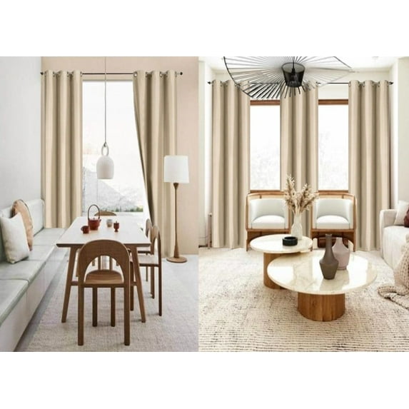 Home Bedroom Décor Set of 2 Panels K86 Taupe Color 100% Blackout Full Room Darkening Thermal Window Curtain Grommets Top 37 inch wide X 84 inch length