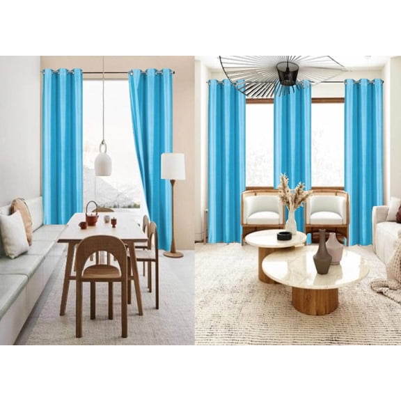 Home Bedroom Décor Set of 2 Panels K86 Turquoise Color 100% Blackout Full Room Darkening Thermal Window Curtain Grommets Top 37 inch wide X 84 inch length