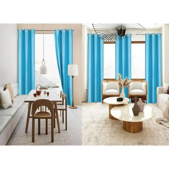 Home Bedroom Décor Set of 2 Panels K86 Turquoise Color 100% Blackout Full Room Darkening Thermal Window Curtain Grommets Top 37 inch wide X 84 inch length