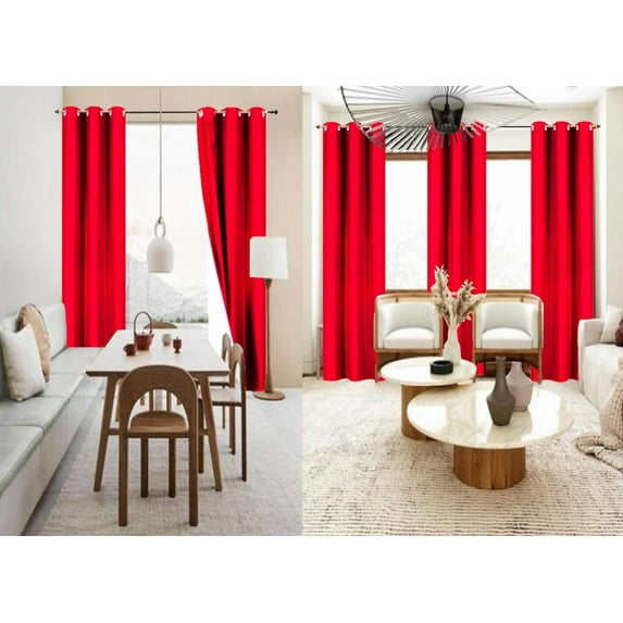 Home Bedroom Décor Set of 2 Panels K86 Red Color 100% Blackout Full Room Darkening Thermal Window Curtain Grommets Top 37 inch wide X 84 inch length