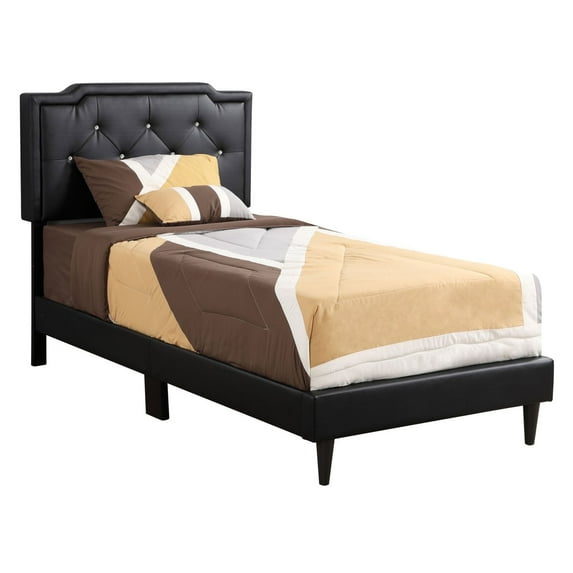 Home Bedroom Furniture Deb Jewel Black Tufted Twin Panel Bed