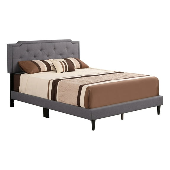Home Bedroom Furniture Deb Jewel Gray Tufted Full Panel Bed