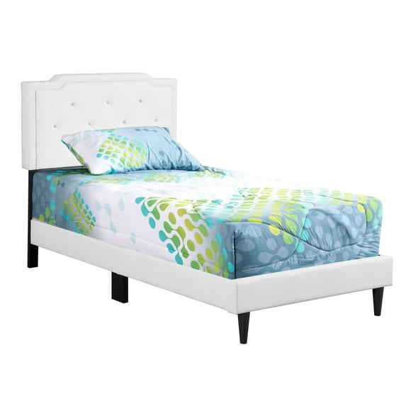 Home Bedroom Furniture Deb Jewel White Tufted Twin Panel Bed
