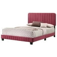 thumbnail image 1 of Home Bedroom Furniture Lodi Cherry Velvet Upholstered Channel Tufted Queen Panel Bed, 1 of 5
