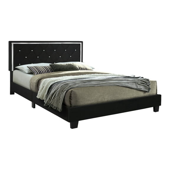 Home Bedroom Furniture Monica Velvet Upholstered King Platform Bed - Black