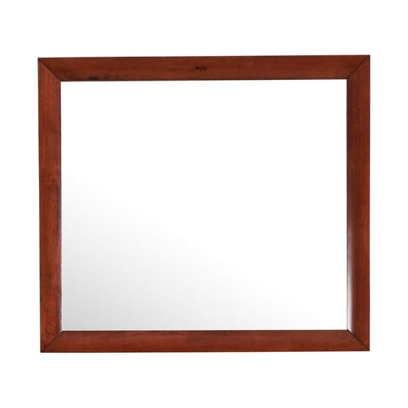 Home Bedroom Indoor Marilla 35" X 39"Modern Rectangle Framed Dresser Mirror - Cherry