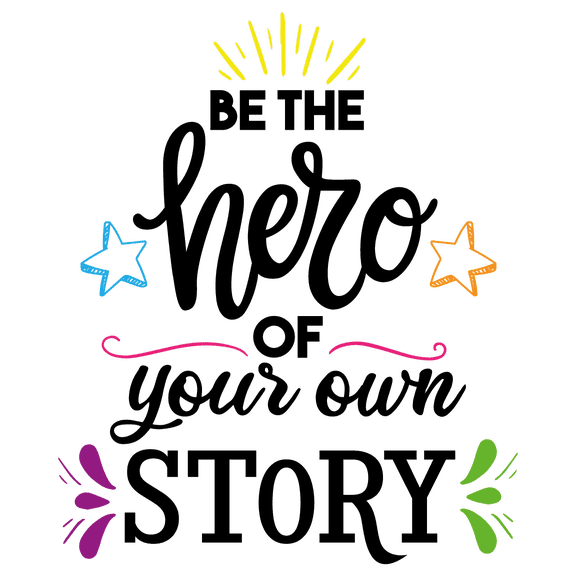 Home Bedroom Vinyl Lettering Art Multicolored Wall Decoration Sticker 20" x 23" Motivational Quotes Sayings Design School Cubicle Doors & Wall Decal - Be The Hero Of Your Own Story