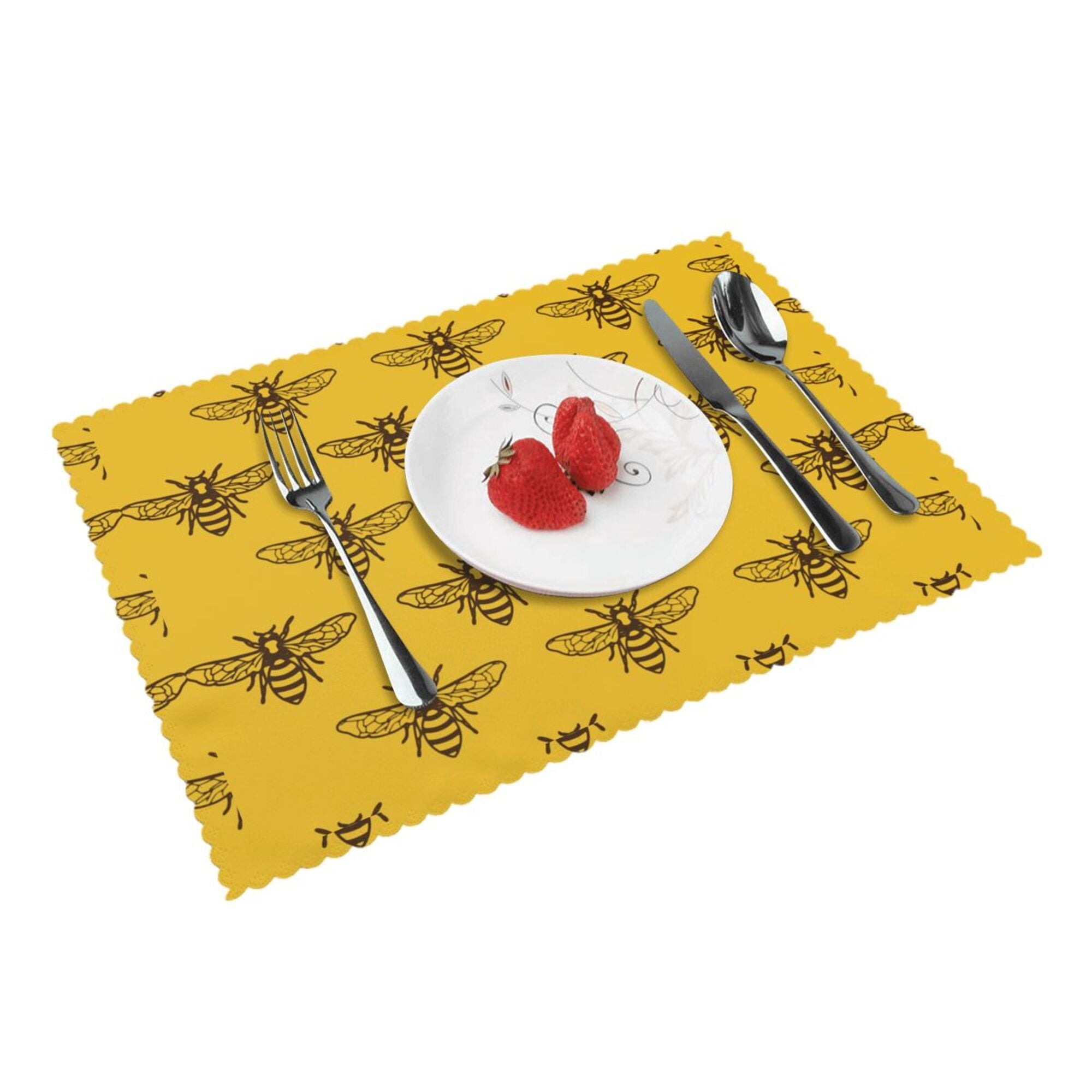 Home Bee Organic Honey Placemats Set Of 4 Washable Wipeable Place Mats