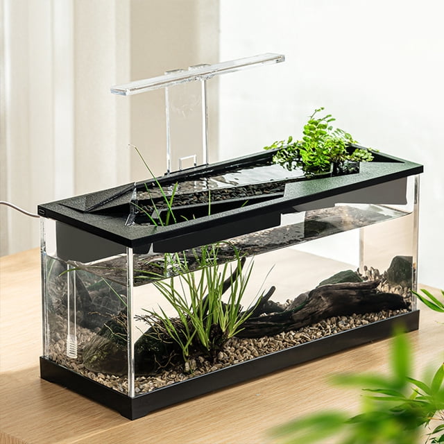 Home Betta Fish Tank Aquarium Fish Tank Kit With Transparent Cover LED ...