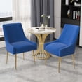 thumbnail image 1 of Home Beyond Velvet Upholstered Wing Back Parsons Chair with Golden Plated Legs, Accent Chairs with Contemporary Design for Living Room, Comfortable Armless Padded Chairs, Set of 2, VC-21B, Blue, 1 of 7