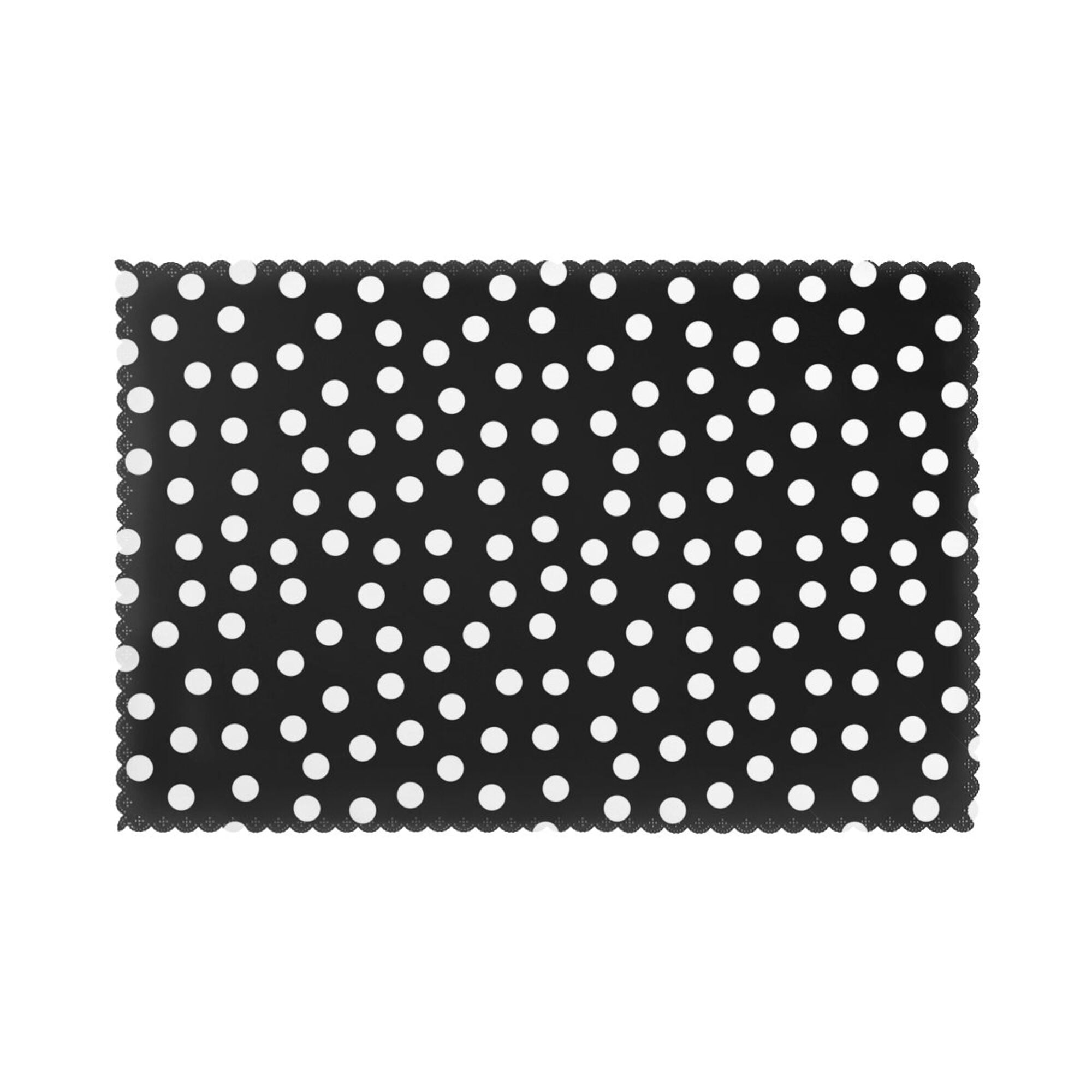Home Black White Polka Dots Placemats Set Of 6 Washable Wipeable Place