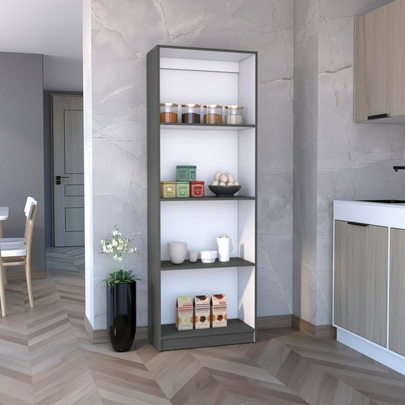 Home Bookcase With 4-shelf, Matt Gray/white - Exhibits Office Books & Decorations 4-shelf In Ideal For And Decor