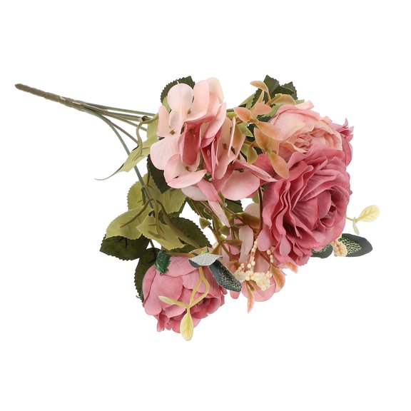 Worgeous Realistic Red Cloth and Plastic Flower Bouquet for Home Decor with Natural Look and Craftsmanship 1PC