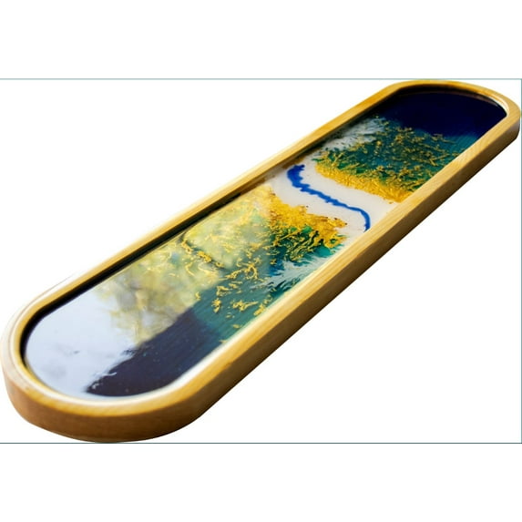 Home Breezes Wood Platter Tray Rectangle with Resin Surface,100% Natural wood, 23"Unique Gift for Christmas &Weeding.