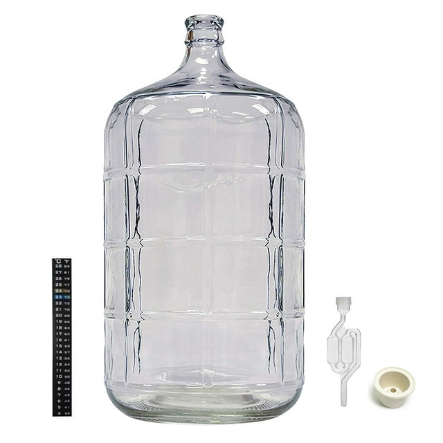 Home Brew Ohio 6 Gallon Glass Carboy with Drilled Bung, Twin Bubble