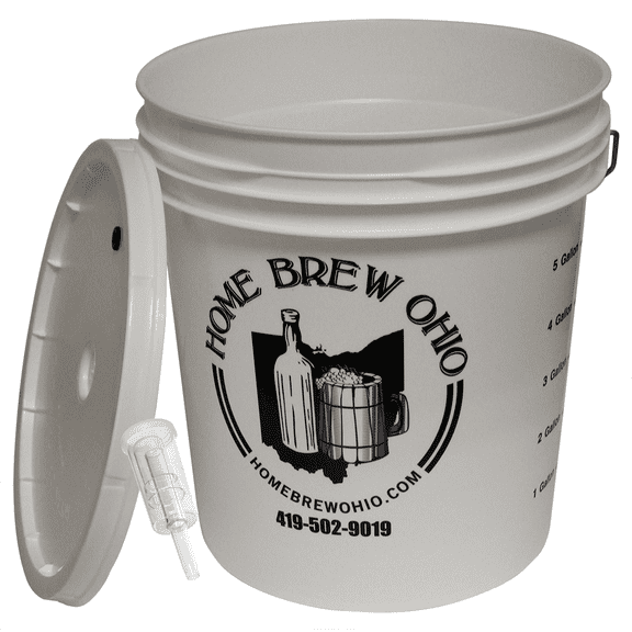 Home Brew Ohio 7.9 Gallon Fermenting Bucket with Grommeted Lid and Three-Piece Airlock