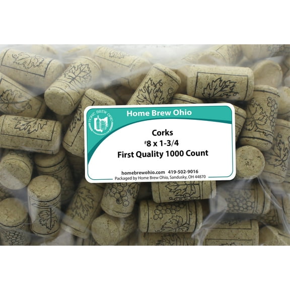 Home Brew Ohio 8 X 1 3/4 First Quality Wine Corks 1000 count