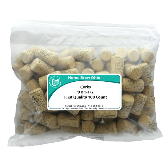 Home Brew Ohio 9 X 1 1/2 First Quality Wine Corks 100 count
