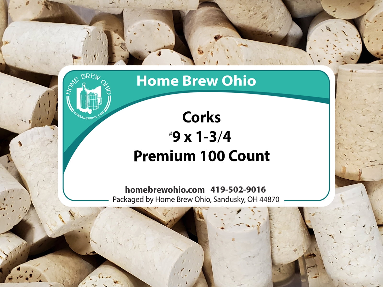 Home Brew Ohio 9 X 1 3/4 Premium Wine Corks 100 count