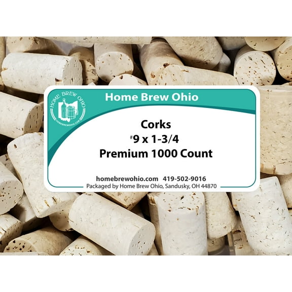 Home Brew Ohio 9 X 1 3/4 Premium Wine Corks 1000 count