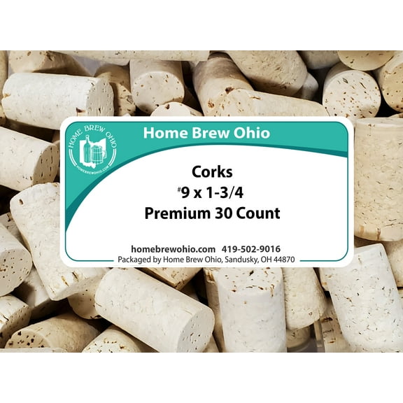 Home Brew Ohio 9 X 1 3/4 Premium Wine Corks 30 count