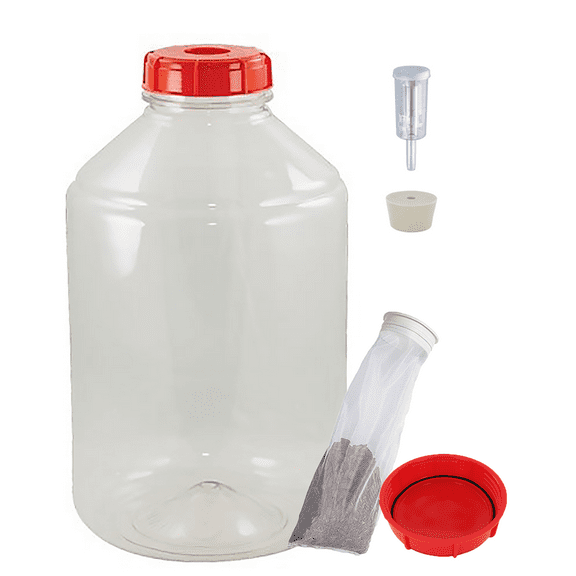 Home Brew Ohio Deluxe Six Gallon Fermonster Kit (Drilled Lid, Solid Lid, #10 Drilled Stopper, Econolock, Mesh Strainer)