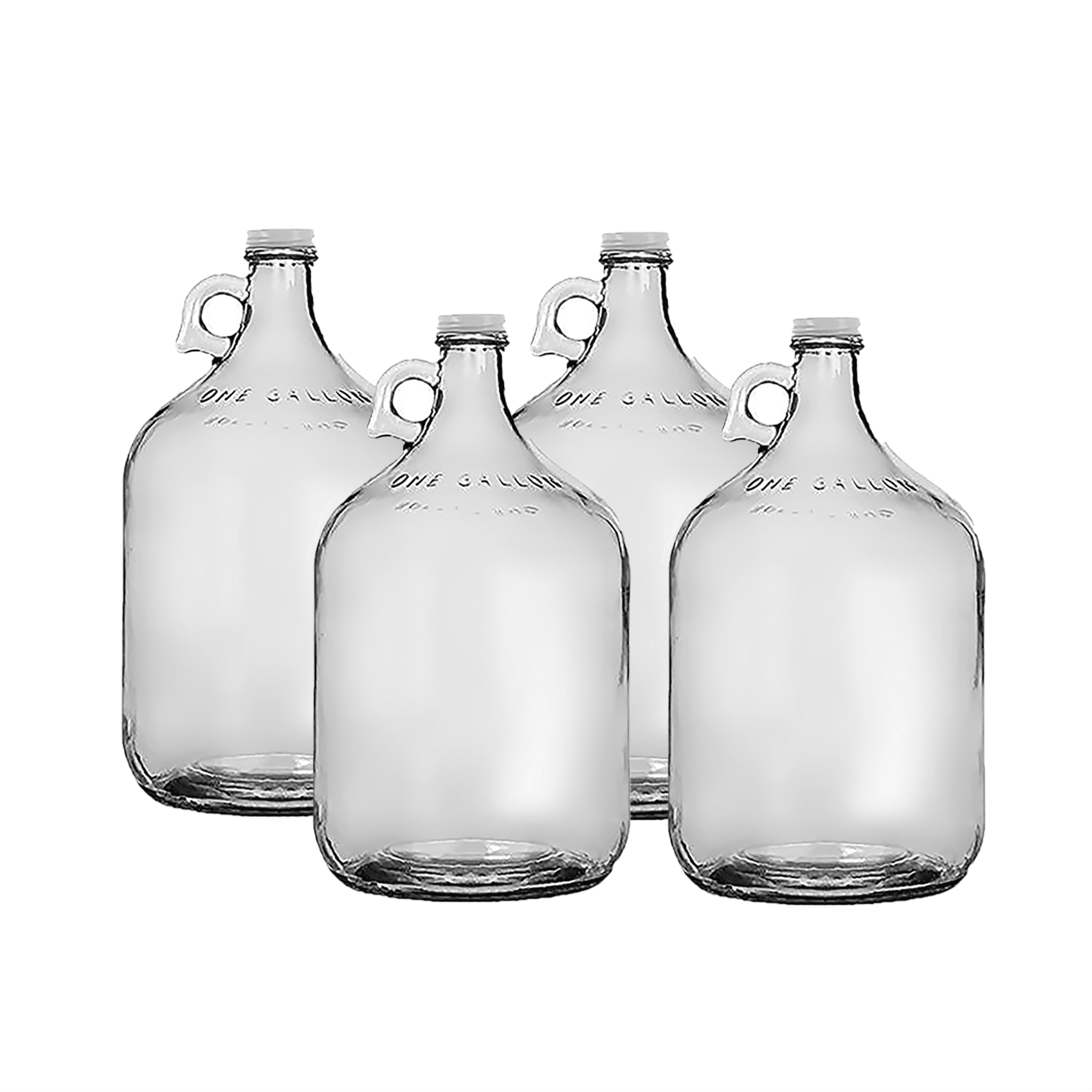 Home Brew Ohio One Gallon Glass Jug with 38mm Metal Cap Set of 4, Clear