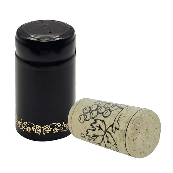 Home Brew Ohio Professional Cork-PVC Package (Black with Gold Grapes)