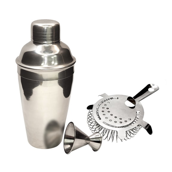 Home Brew Ohio Stainless Steel Cocktail Shaker 500ml, Jigger, and Strainer