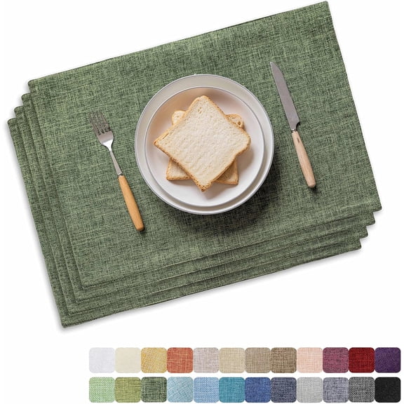Home Brilliant Linen Place Mats Set of 4 Heat Resistant Dining Table Place Mats Cloth Placemats Kitchen Table Mats Placemat, Burlap