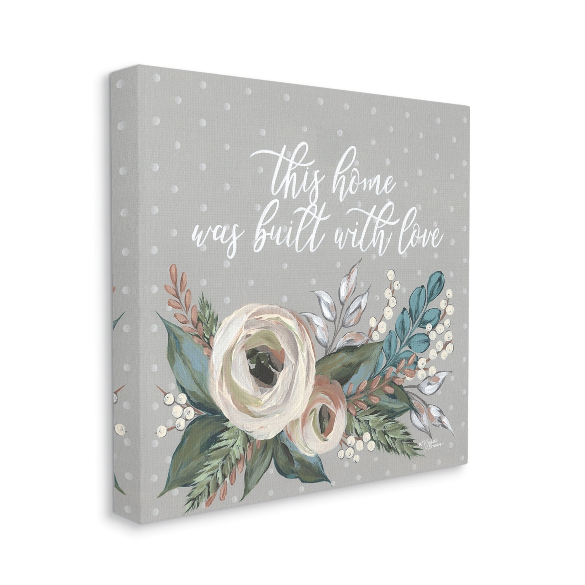 Stupell Industries Home Built With Love Quote Assorted Bouquet,24 x 24,Designed by Michele Norman