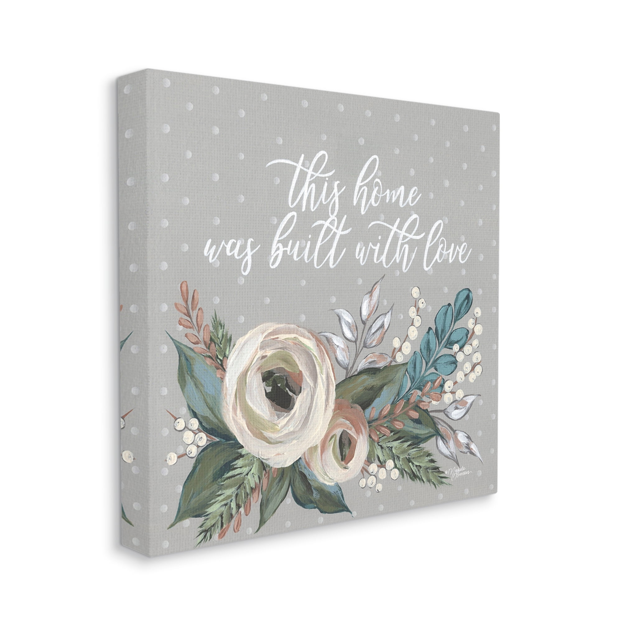 Gray Floral Motivational Quote Canvas Wall Art, 18" x 22"